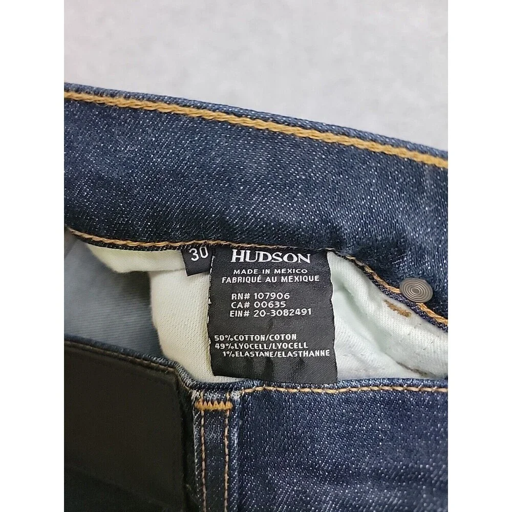 Hudson Jeans Mens 30 36x28 Straight Byron 5 Point Dark Blue‎ Stretch Low Rise